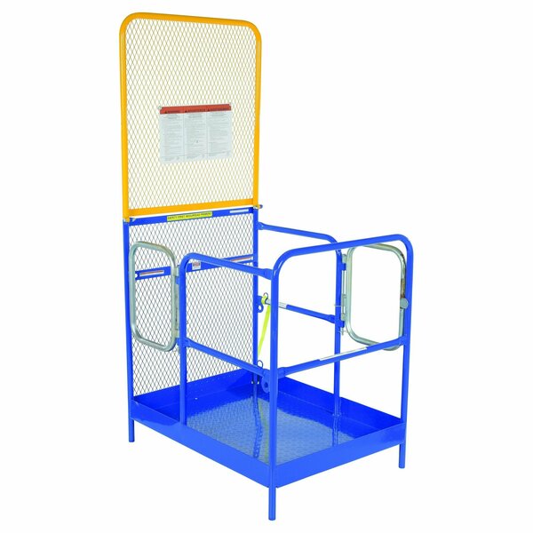 Vestil Blue/Yellow Steel Work Platform with 84" Back Dual Entrance 36"x48" WP-3648-84B-DD